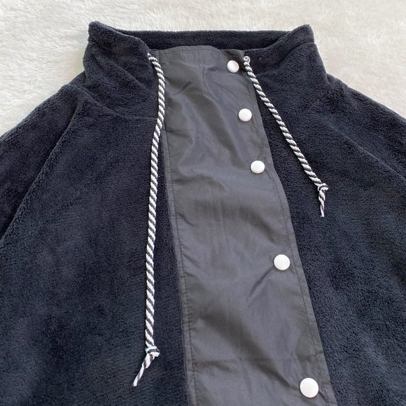 Women's Cropped Fleece Jacket, Zip/Snap Closure, Black, Size 3X - Picture 6 of 9